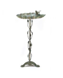 VERDIGRIS LEAF BIRDBATH