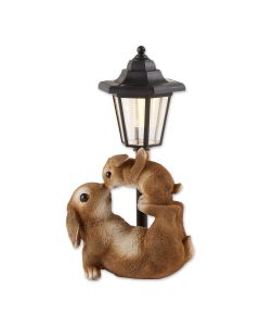 ADORABLE MOM AND BABY RABBIT SOLAR LAMP