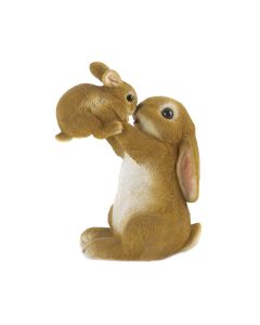PLAYFUL MOM AND BABY RABBIT FIGURINE